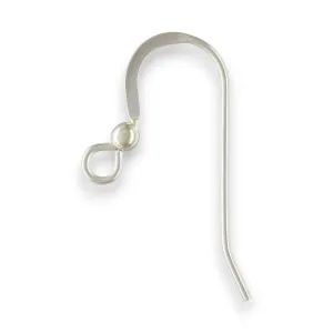 🆕🔗 Earhook / Shepherd Hook (Flat #2 with Bead) in Sterling Silver | Pair 💍💍