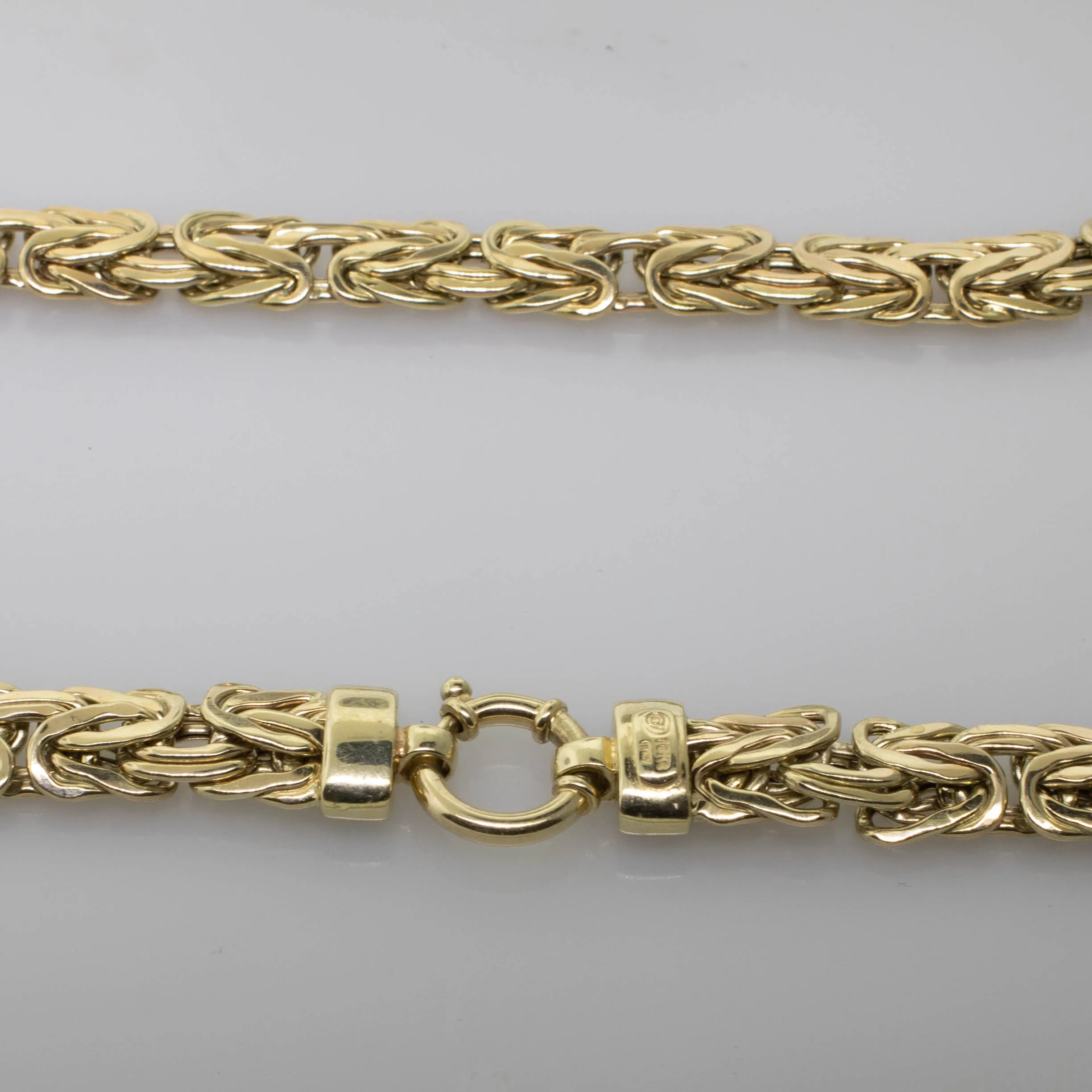 10K Yellow Gold 17" Flat Byzantine Necklace w/ Diamonds 11mm 18.6 DWT