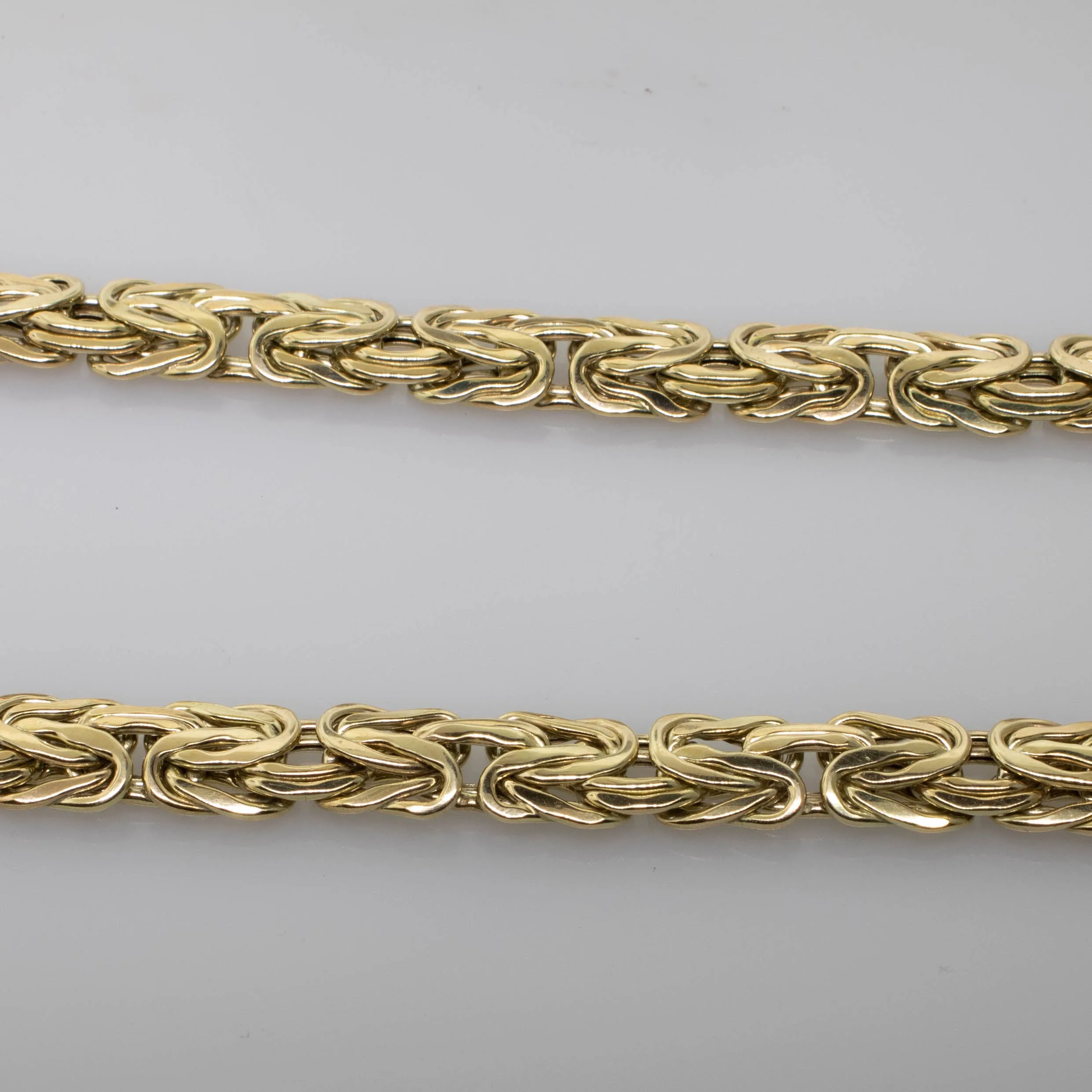 10K Yellow Gold 17" Flat Byzantine Necklace w/ Diamonds 11mm 18.6 DWT