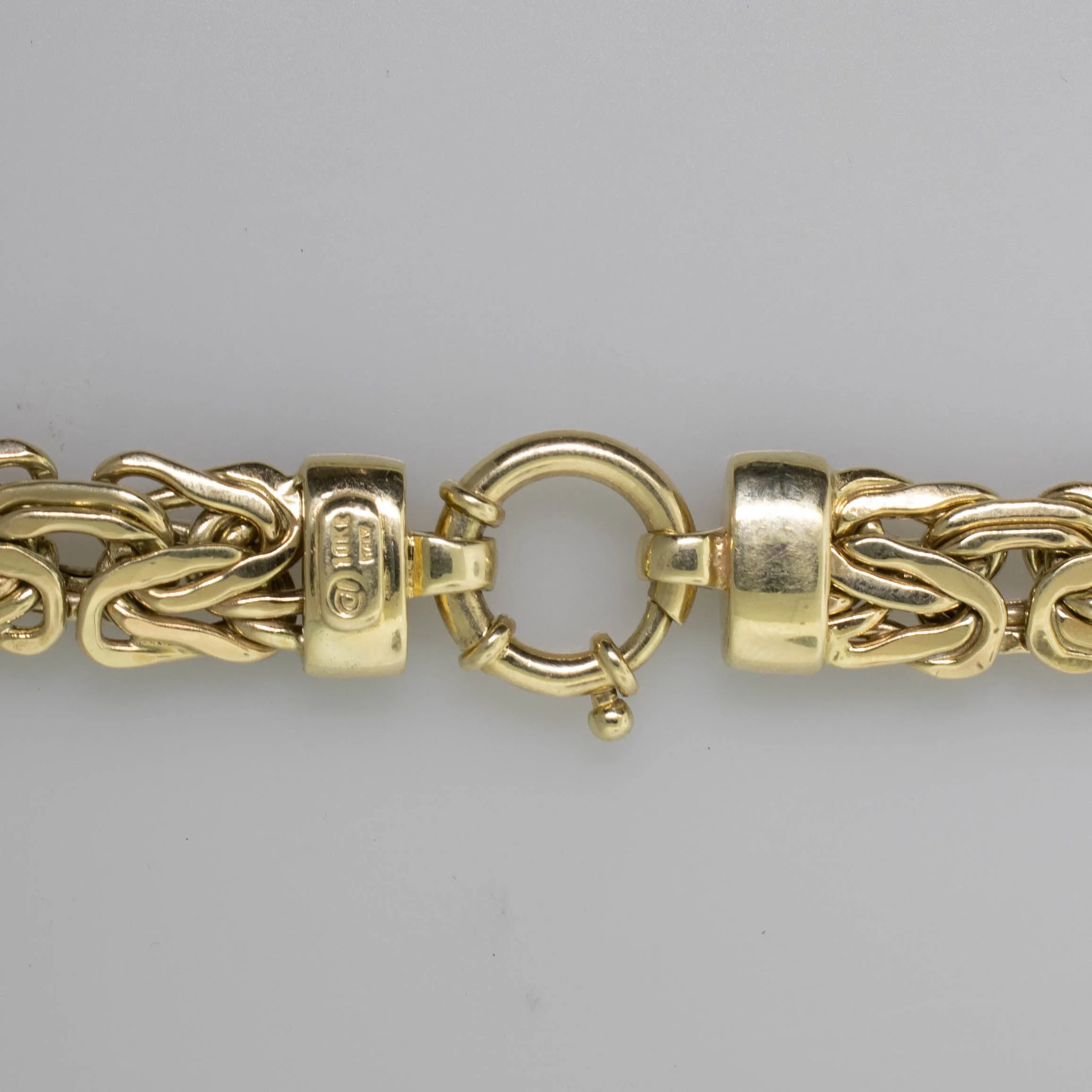 10K Yellow Gold 17" Flat Byzantine Necklace w/ Diamonds 11mm 18.6 DWT