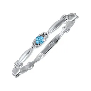 10KT White Gold Classic Book Birthstone Stackable Fashion Ring