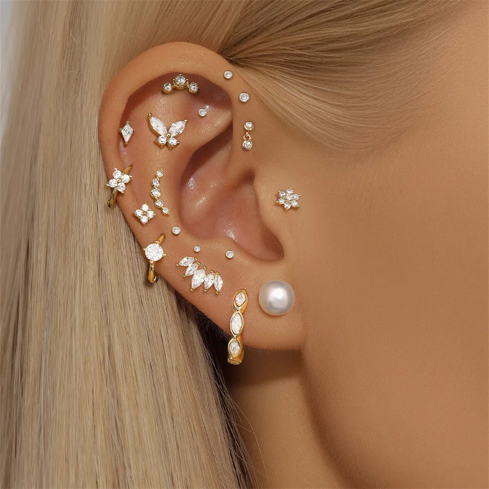 14k Gold Flower Elegant Gold Flat Back Earrings