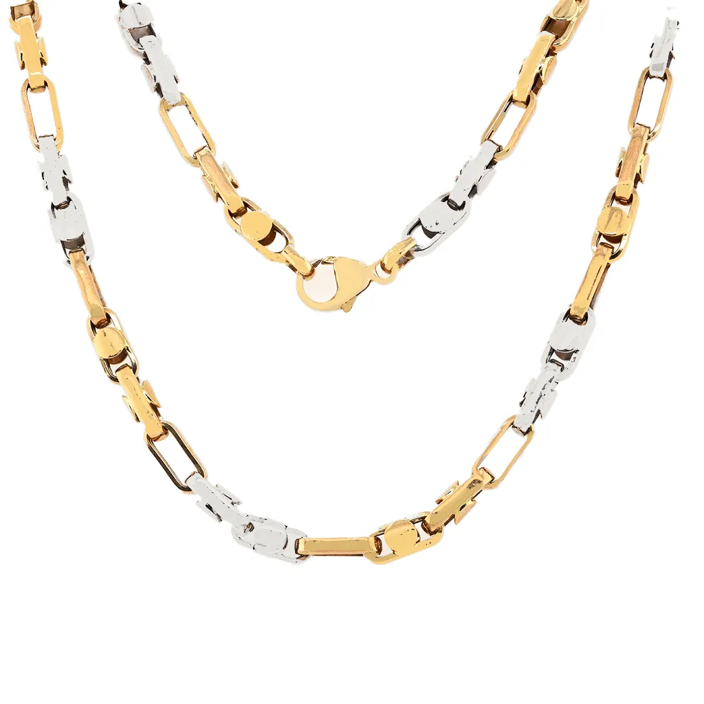14K Two Tone Fancy Link Chain