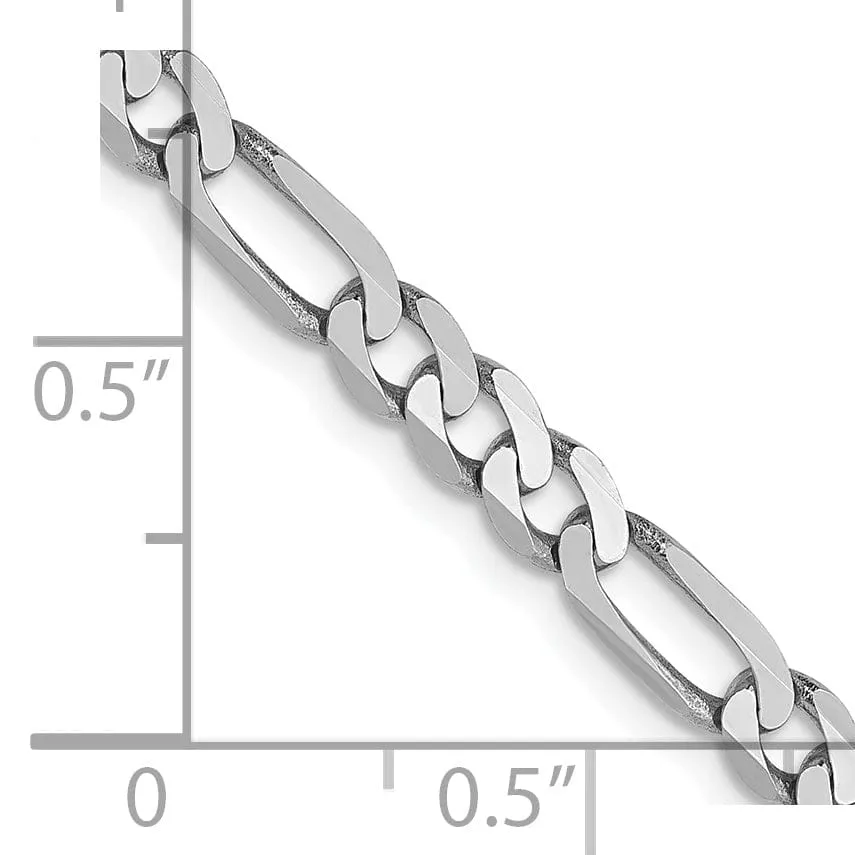 14k White Gold 4.0mm Flat Figaro Chain
