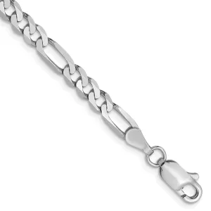 14k White Gold 4.0mm Flat Figaro Chain