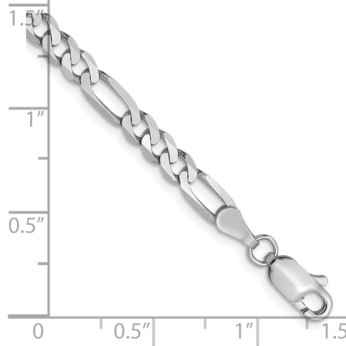 14k White Gold 4.0mm Flat Figaro Chain