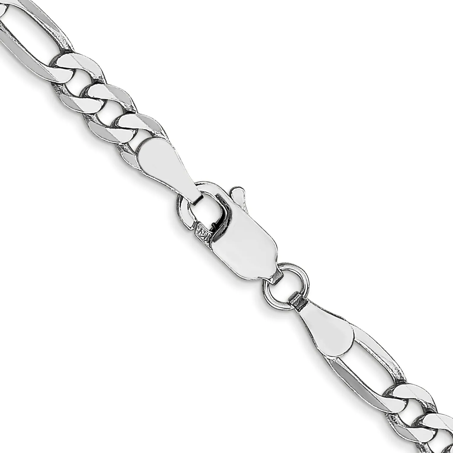 14k White Gold 4.0mm Flat Figaro Chain
