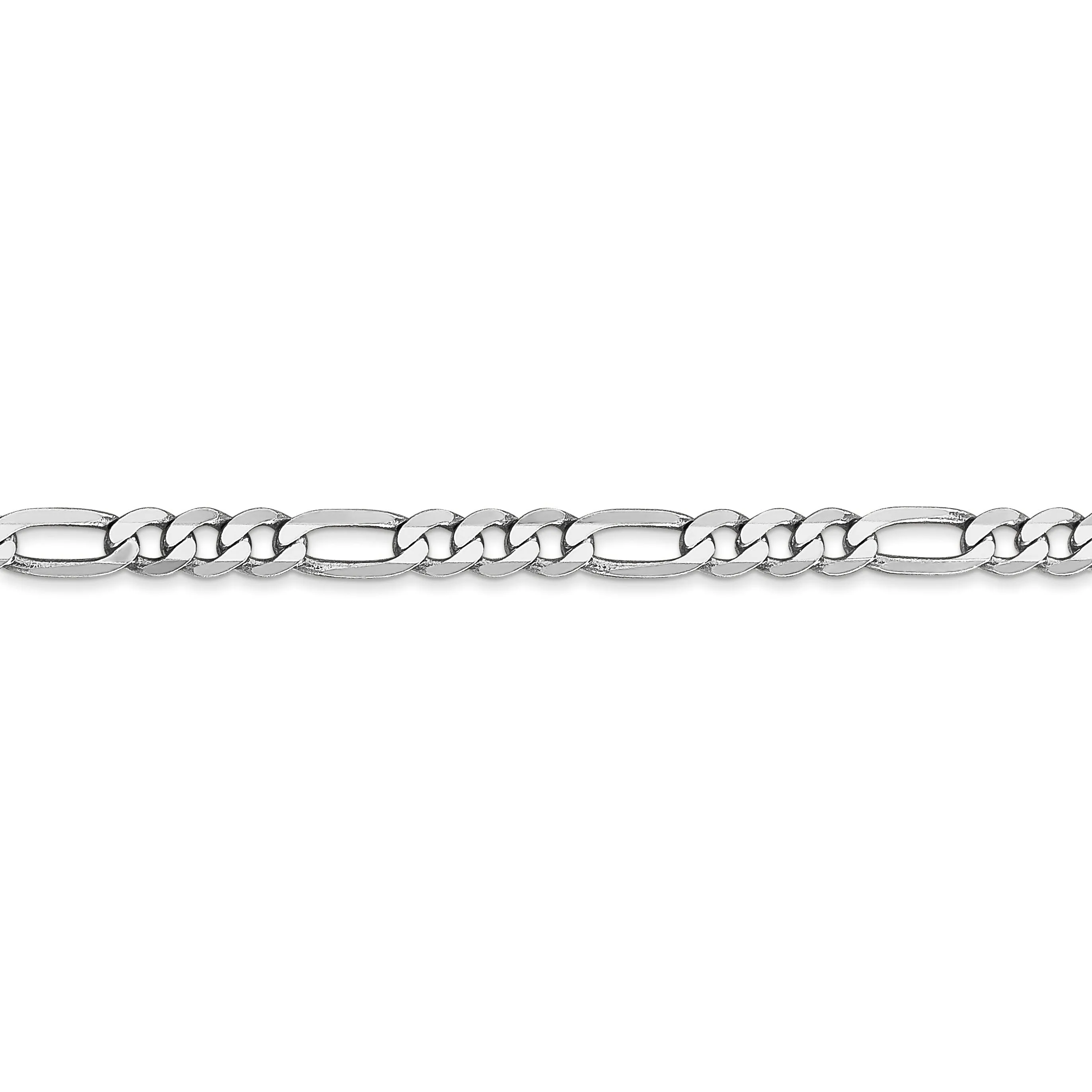 14k White Gold 4.0mm Flat Figaro Chain