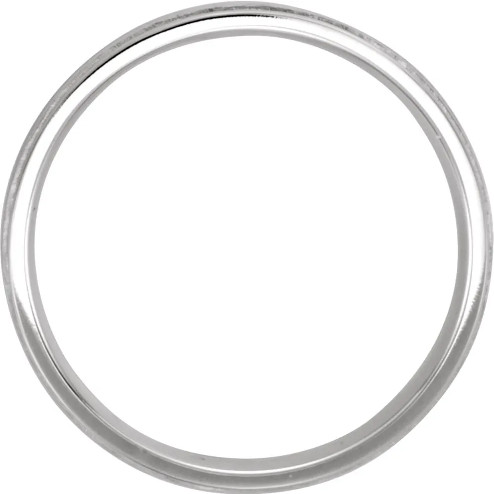 14k White Gold 6mm Flat Edge Comfort Fit Milgrain Satin Finish Band Size 11