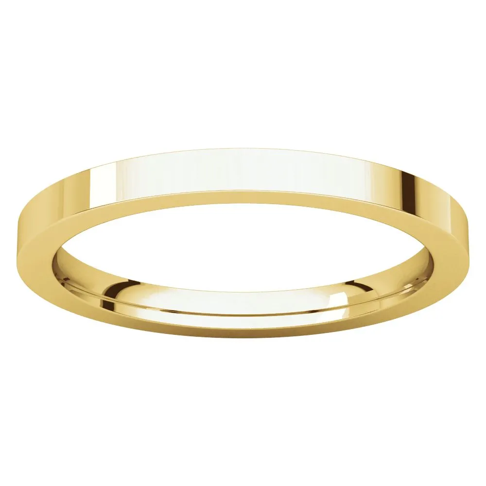 14k Yellow Gold 2mm Flat Comfort Fit Band, Size 4.5