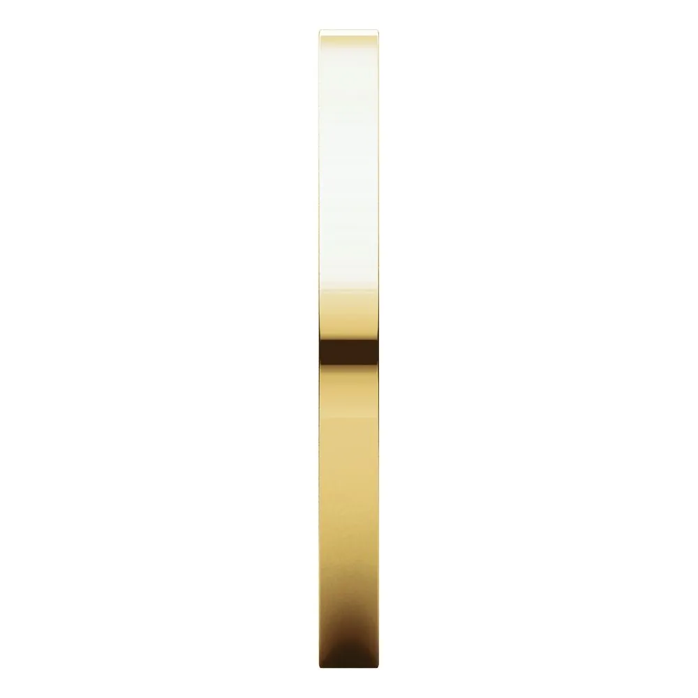 14k Yellow Gold 2mm Flat Comfort Fit Band, Size 4.5