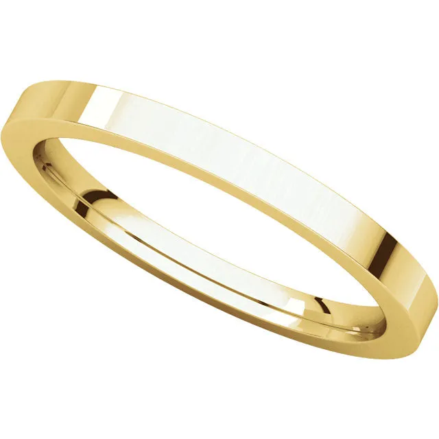 14k Yellow Gold 2mm Flat Comfort Fit Band, Size 4.5