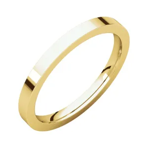 14k Yellow Gold 2mm Flat Comfort Fit Band, Size 4.5
