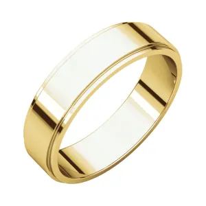 14k Yellow Gold 5mm Flat Edge Band, Size 9.5