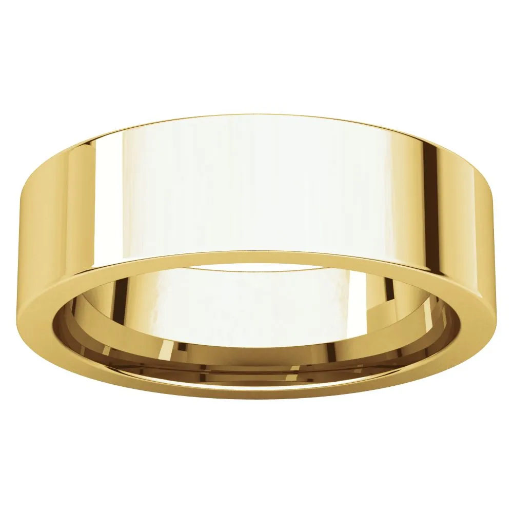 14k Yellow Gold 6mm Flat Comfort Fit Band, Size 8.5