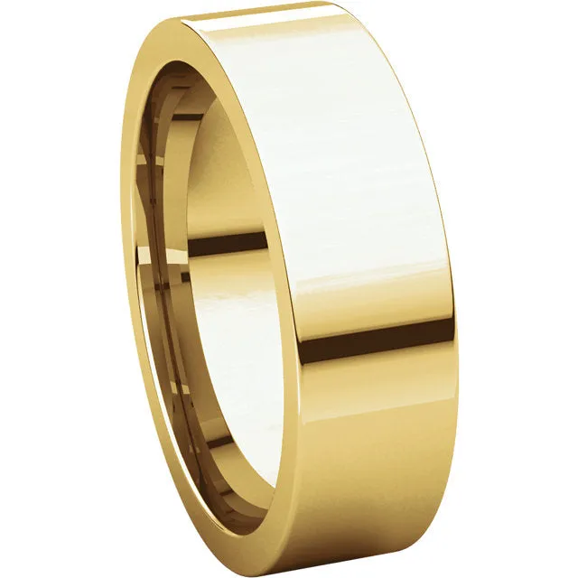 14k Yellow Gold 6mm Flat Comfort Fit Band, Size 8.5