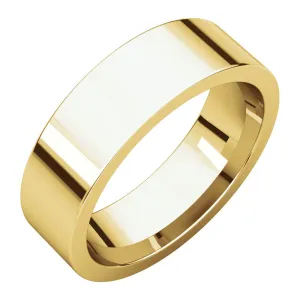 14k Yellow Gold 6mm Flat Comfort Fit Band, Size 8.5