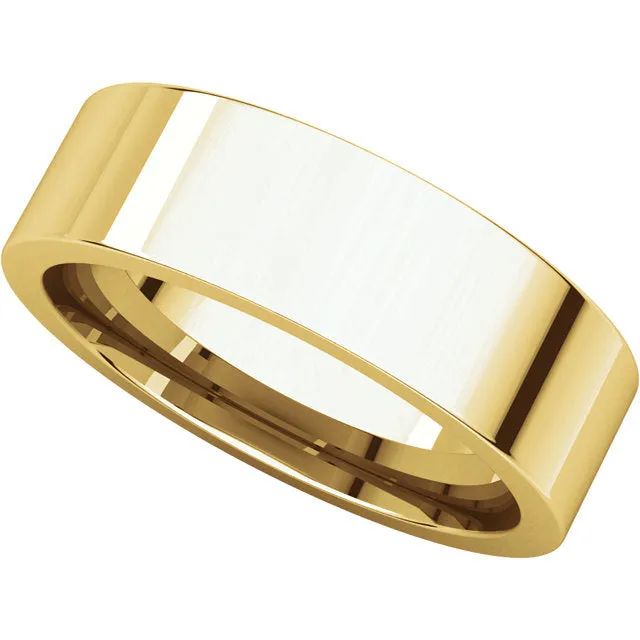 14k Yellow Gold 6mm Flat Comfort Fit Band, Size 8.5