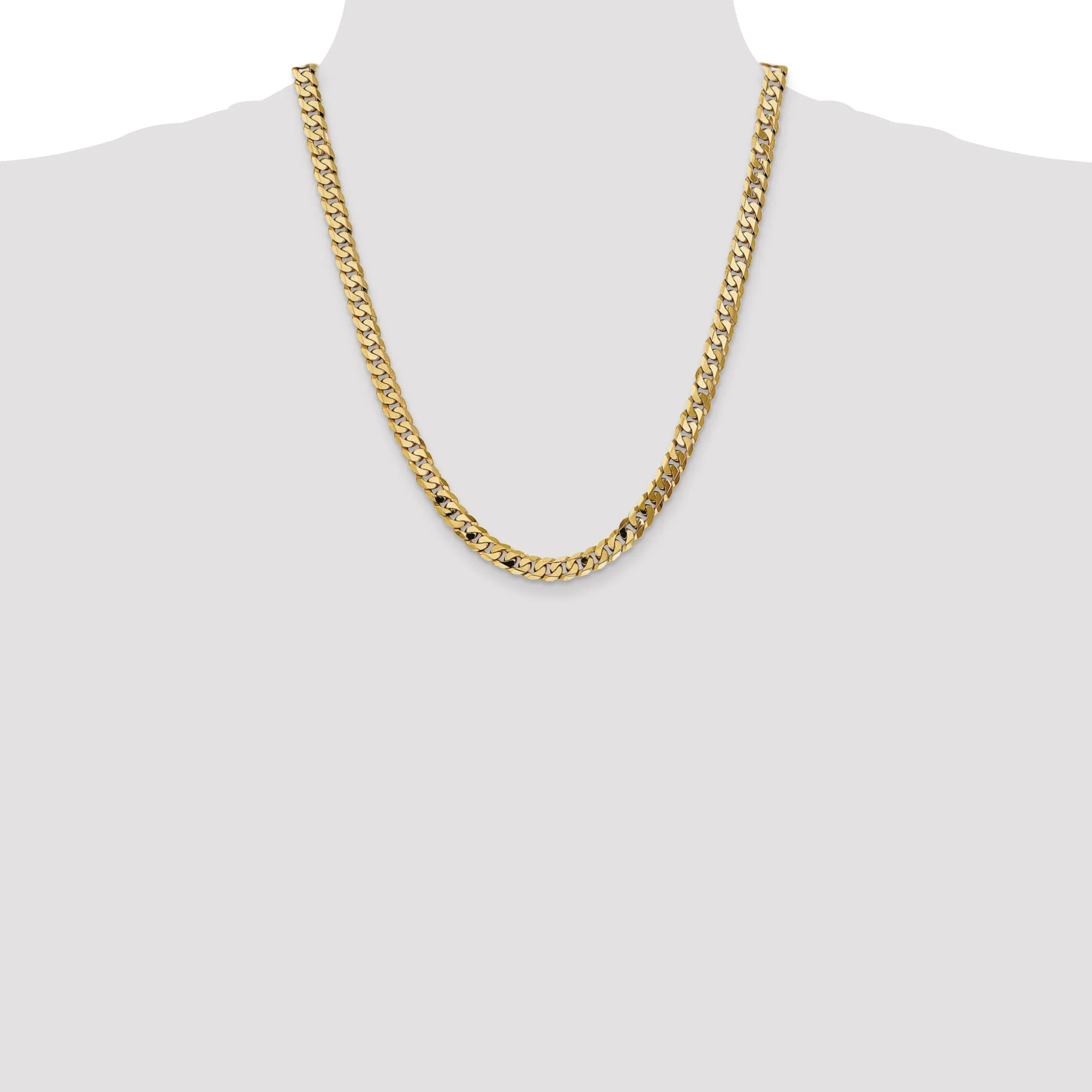 14k Yellow Gold 7.25mm Flat Beveled Curb Chain