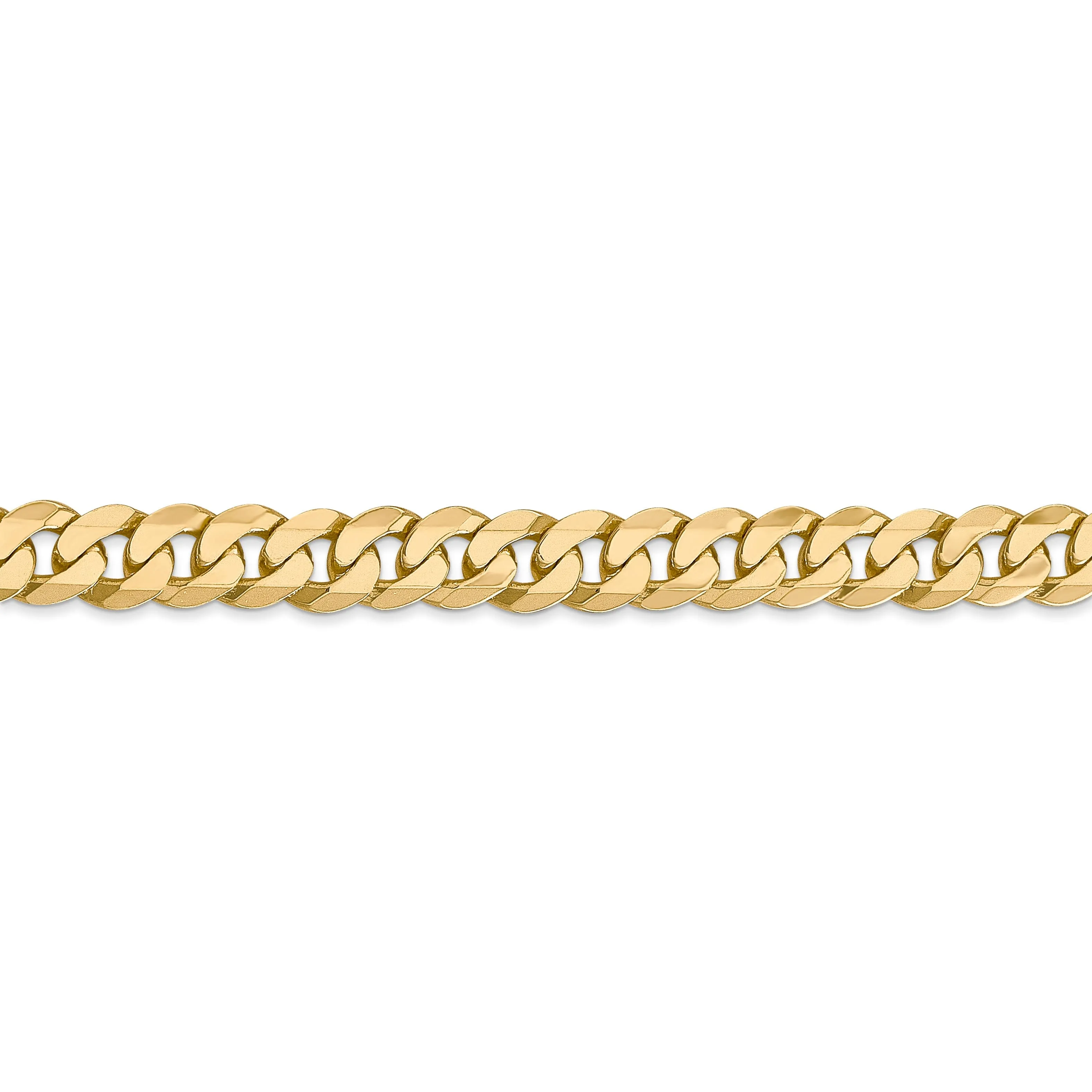 14k Yellow Gold 7.25mm Flat Beveled Curb Chain