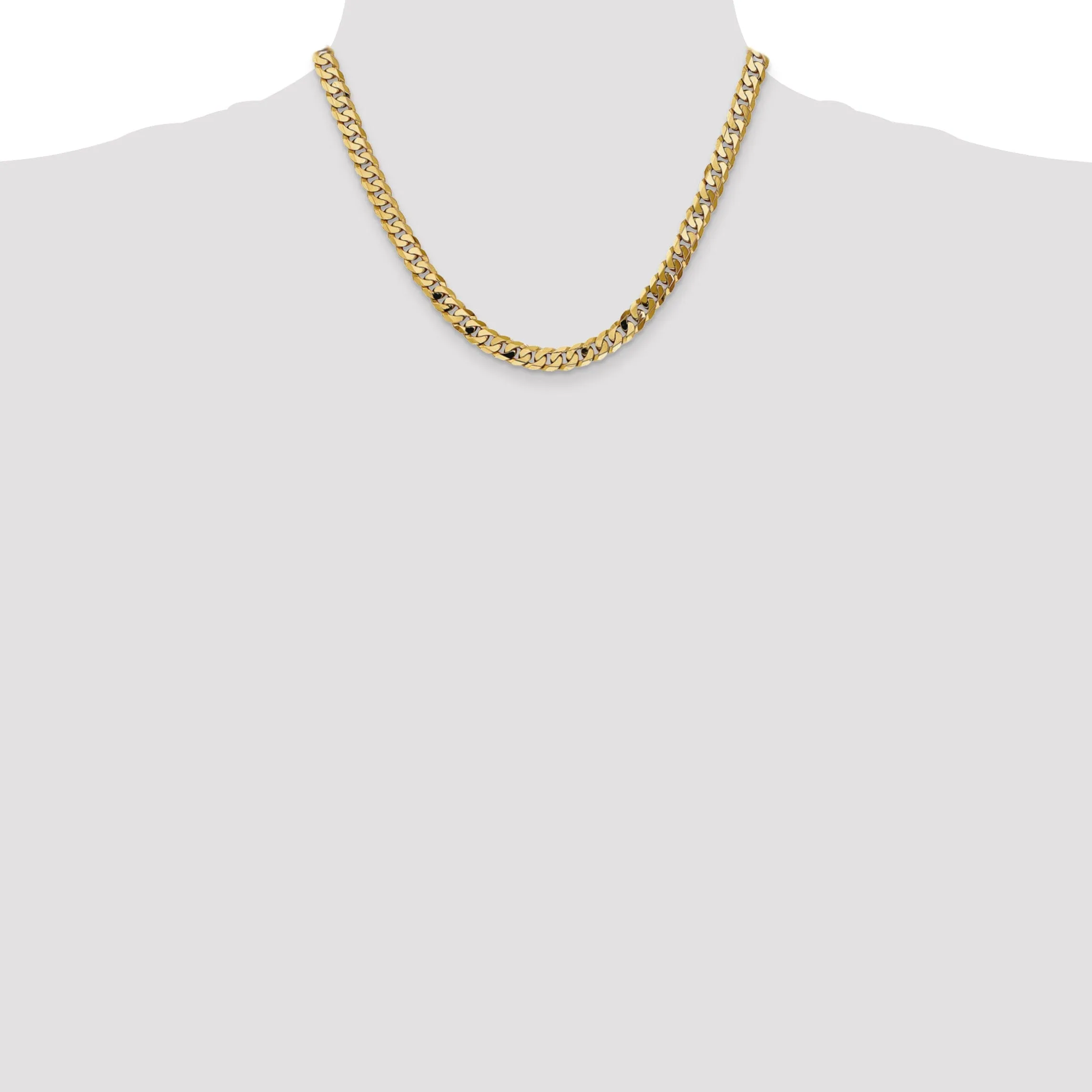14k Yellow Gold 7.25mm Flat Beveled Curb Chain