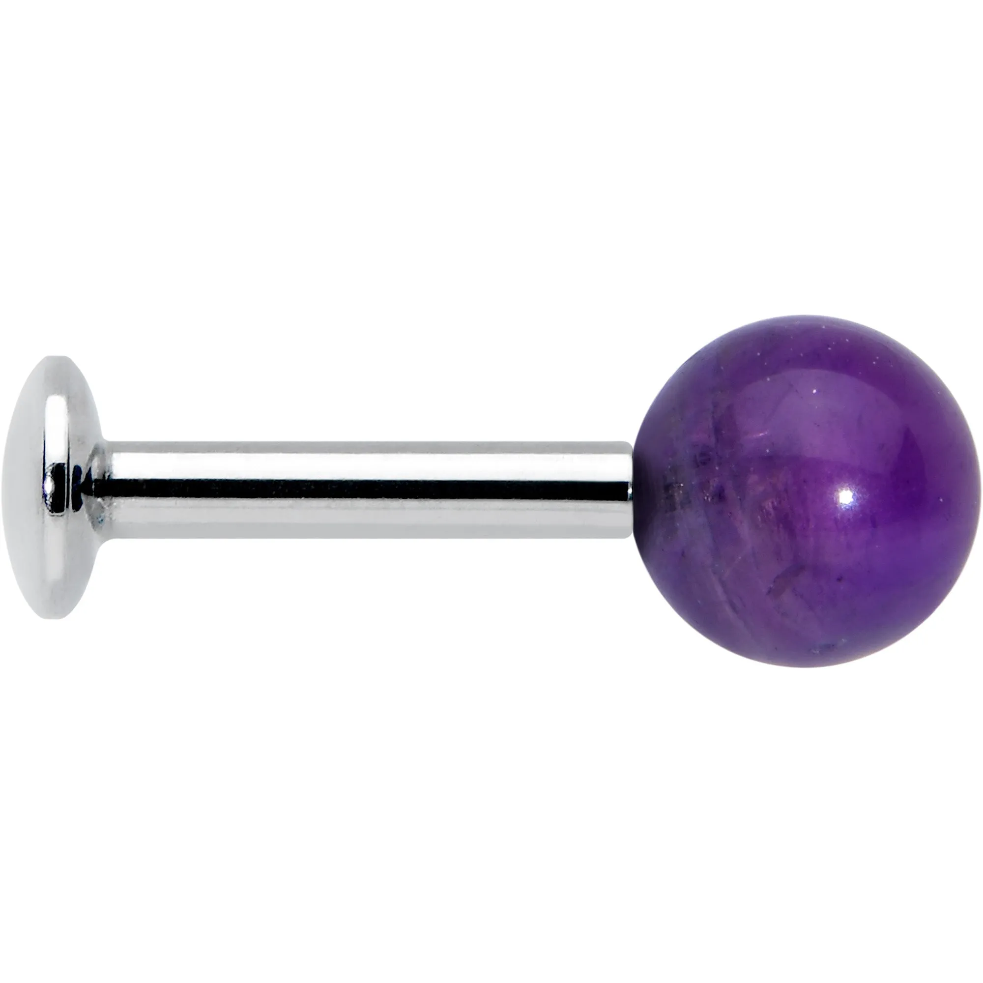 16 Gauge 1/4 Elegant Purple Amethyst Internal Threaded Labret Tragus