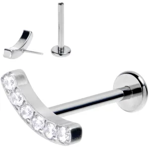 16 Gauge 3/8 Clear Gem Arc Grade 23 Titanium Threadless Push In Labret Tragus