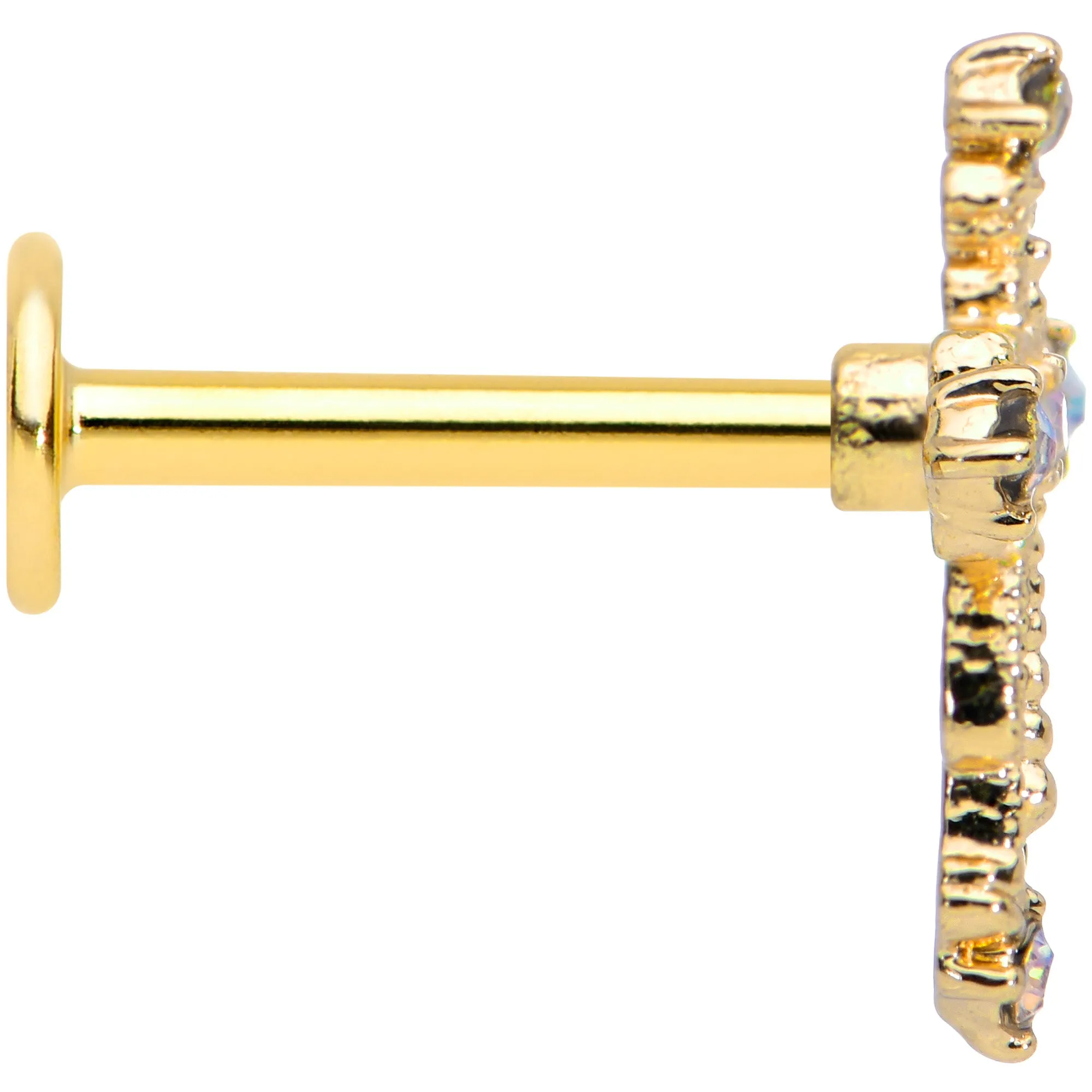 16 Gauge 5/16 Aurora Gem Gold Tone Elegant Cross Labret Monroe Tragus