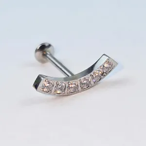 18 Gauge 1/4 CZ Stainless Steel Threadless Curved Push In Cartilage Labret
