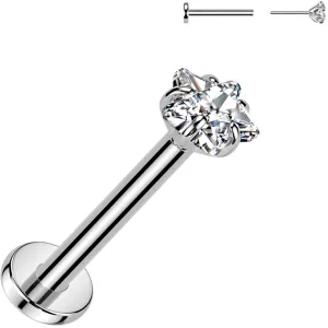 18 Gauge 5/16 3mm CZ Star Medical Grade Titanium Flat Back Earring