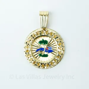 3d Cuba Pendant in 14k