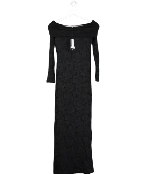 4th & Reckless Black Niam Bardot Lace Midaxi Dress UK 6