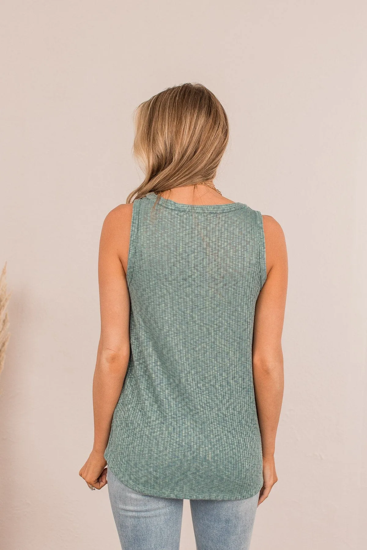 A Day To Remember V-Neck Tank Top- Sage