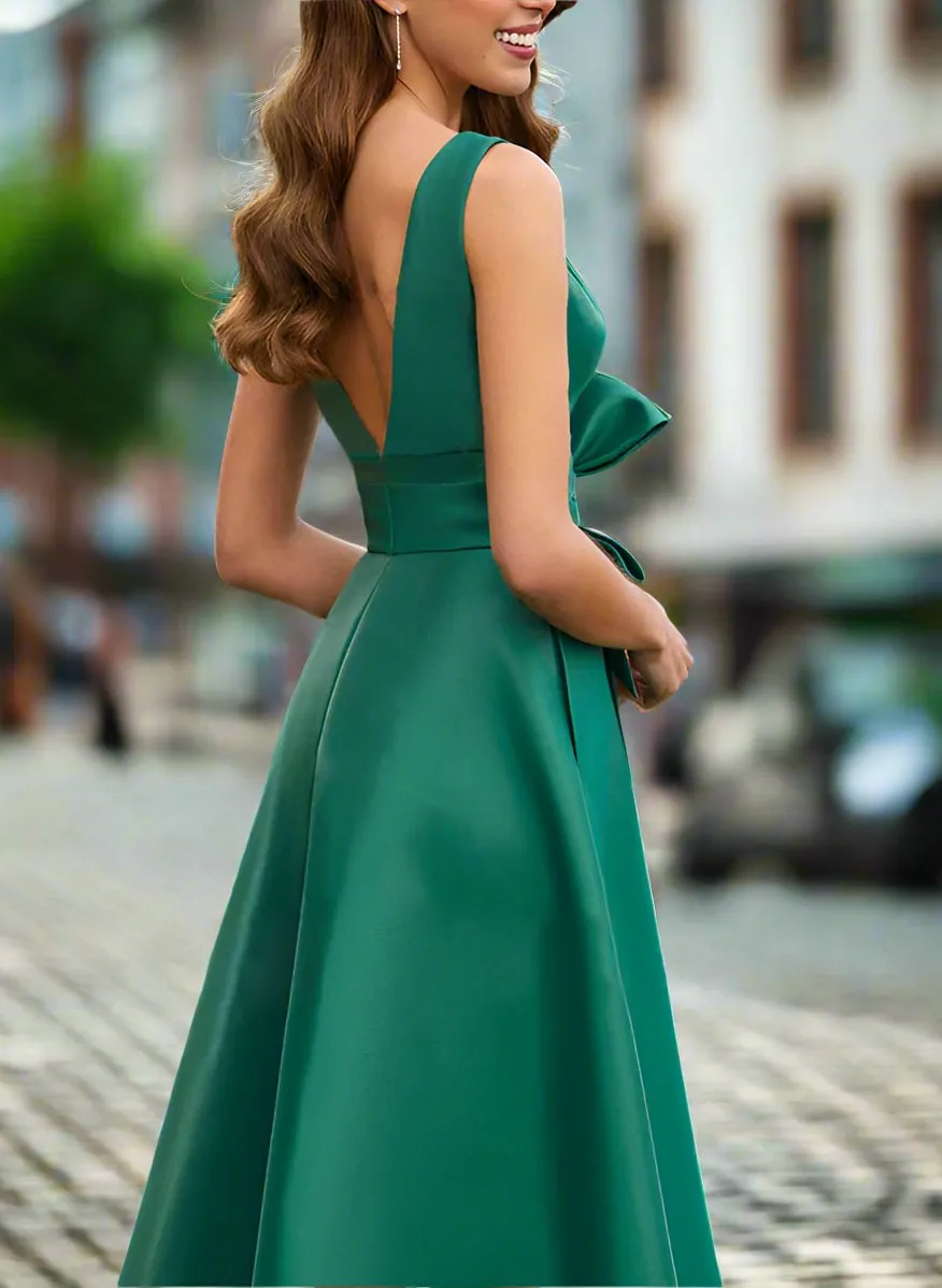 A-Line V-Neck Sleeveless Mother of The Bride Dresses with Split Side