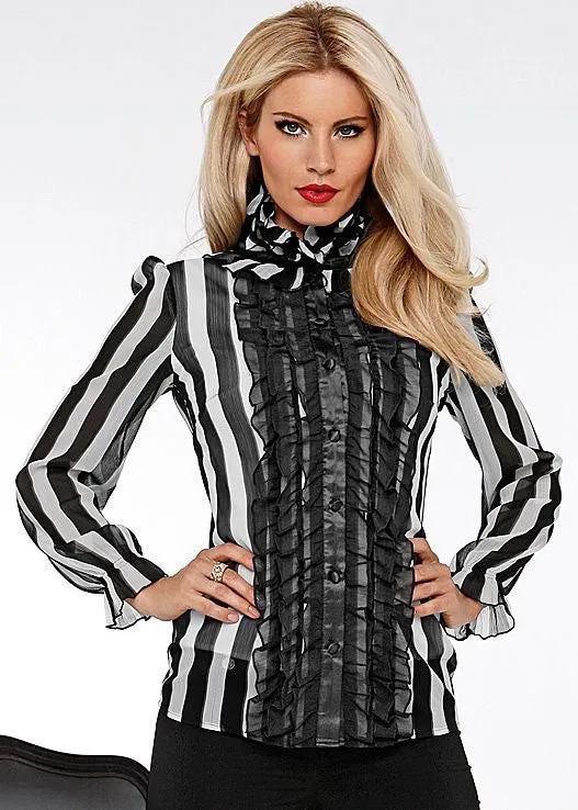 (A) Ruffle Frount Blouse
