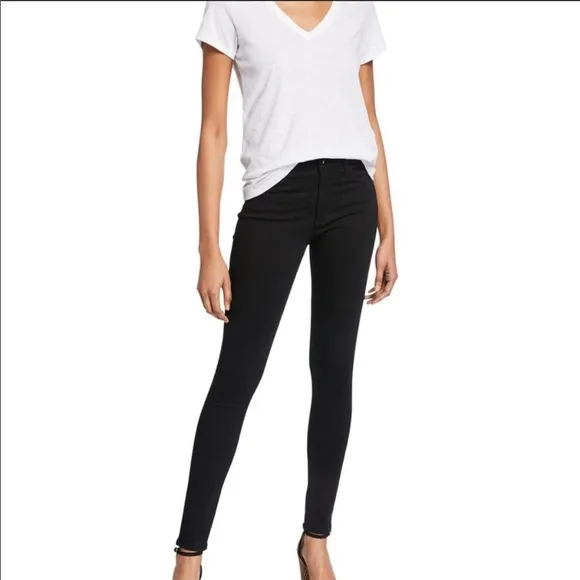 AG The Farrah high risk skinny black velvet jeans