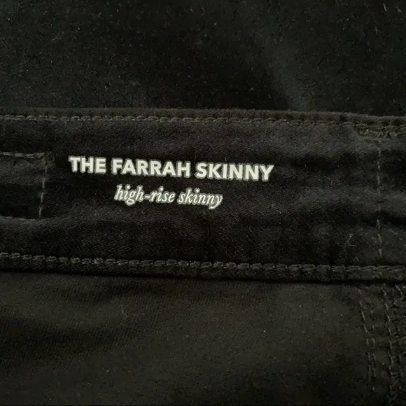 AG The Farrah high risk skinny black velvet jeans