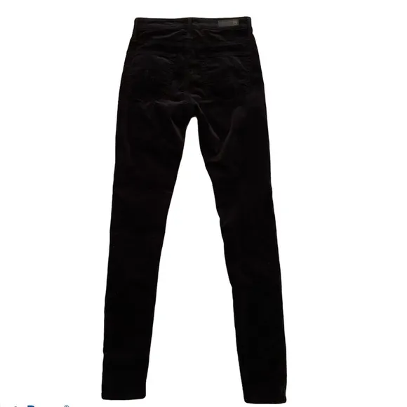 AG The Farrah high risk skinny black velvet jeans