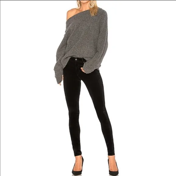 AG The Farrah high risk skinny black velvet jeans