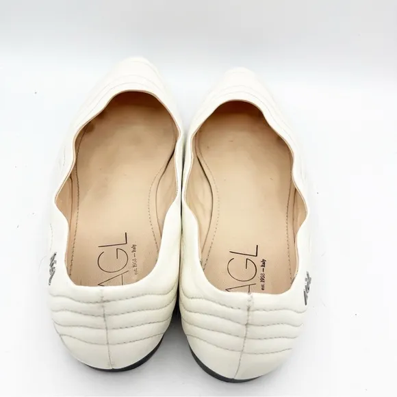AGL ATTILIO GIUSTI LEOMBRUNI Denise Flat In Off White Leather 38 Quiet Luxury