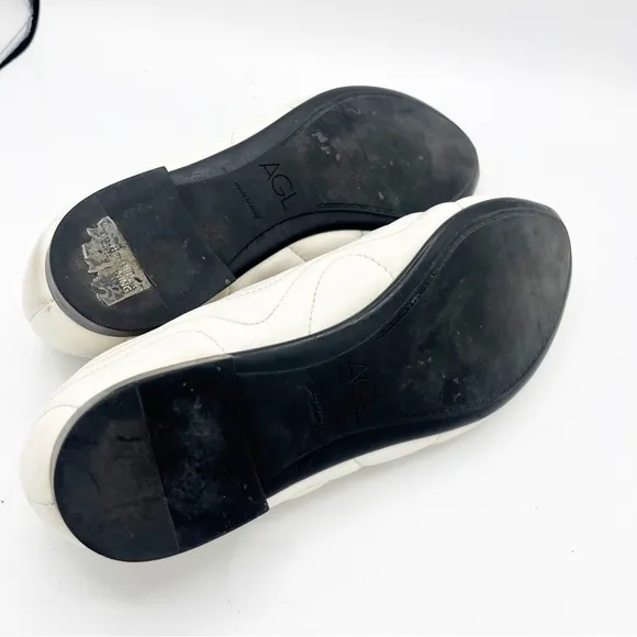 AGL ATTILIO GIUSTI LEOMBRUNI Denise Flat In Off White Leather 38 Quiet Luxury