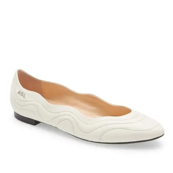 AGL ATTILIO GIUSTI LEOMBRUNI Denise Flat In Off White Leather 38 Quiet Luxury