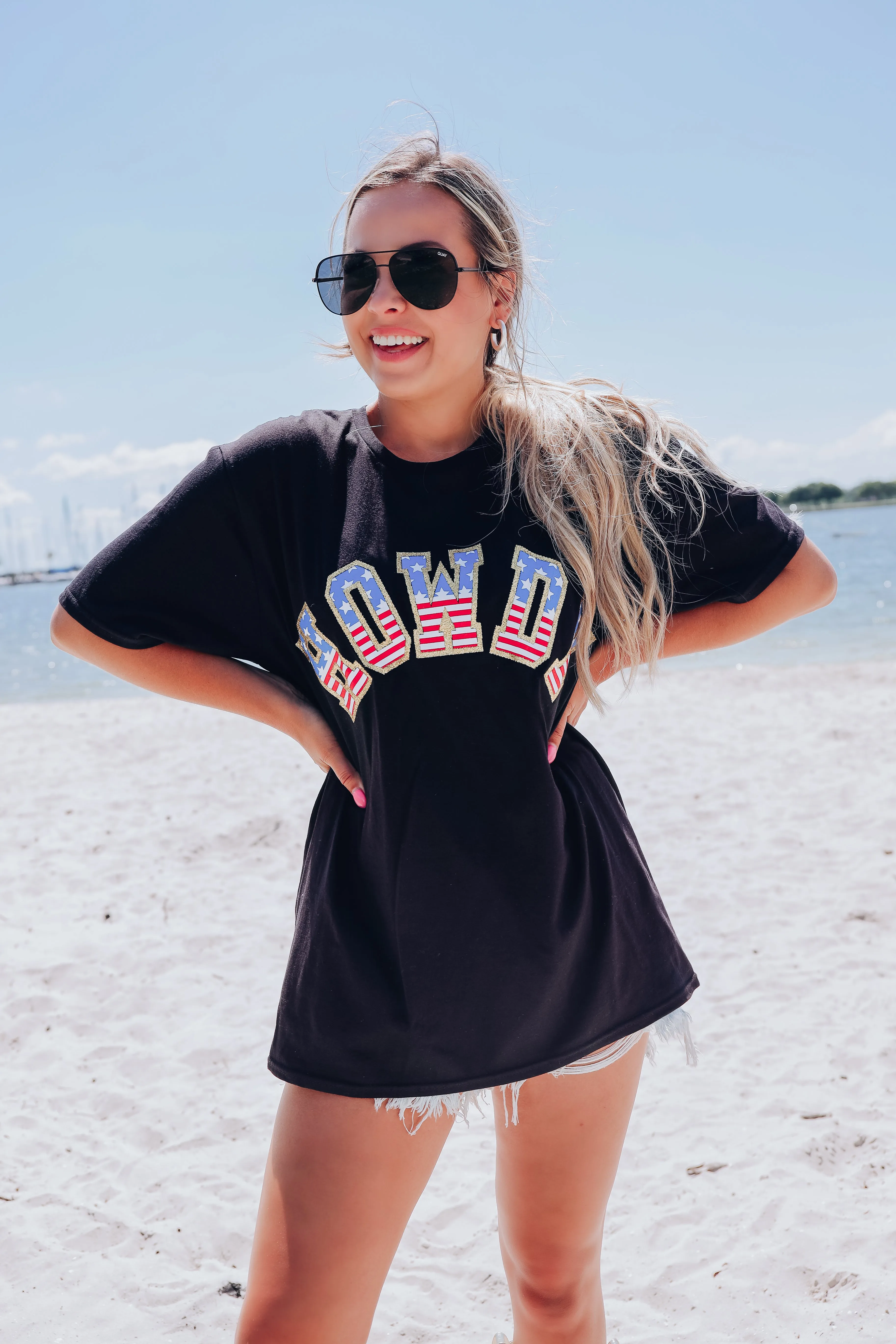 American Glitter Howdy Graphic Tee - Black