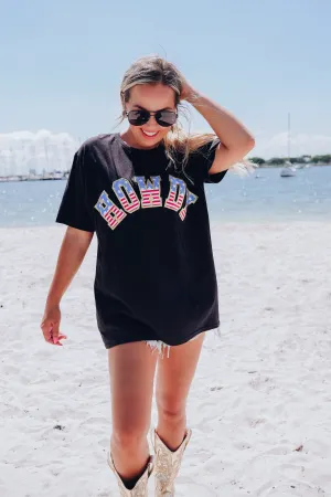 American Glitter Howdy Graphic Tee - Black