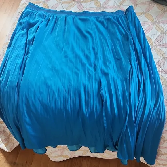 Anthropologie Blue Pleated Maxi Skirt