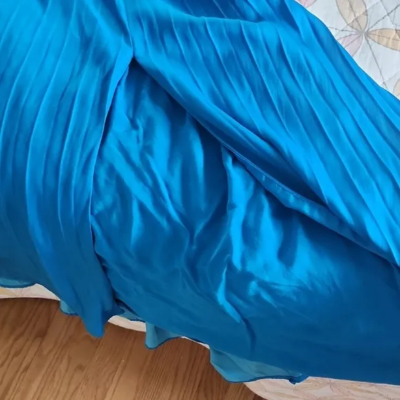 Anthropologie Blue Pleated Maxi Skirt
