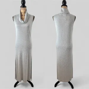 Anthropologie t.la Gray Cowl Neck Side Split Maxi Jersey Knit Dress
