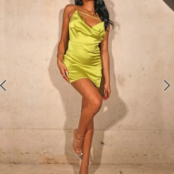 ASOS Sexy Wedding Prom Formal Event Vacation Cowl Neck Satin Mini Dress NWT