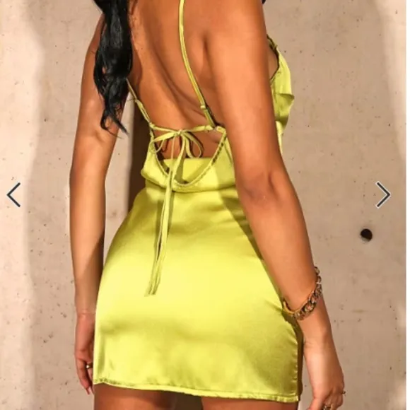 ASOS Sexy Wedding Prom Formal Event Vacation Cowl Neck Satin Mini Dress NWT