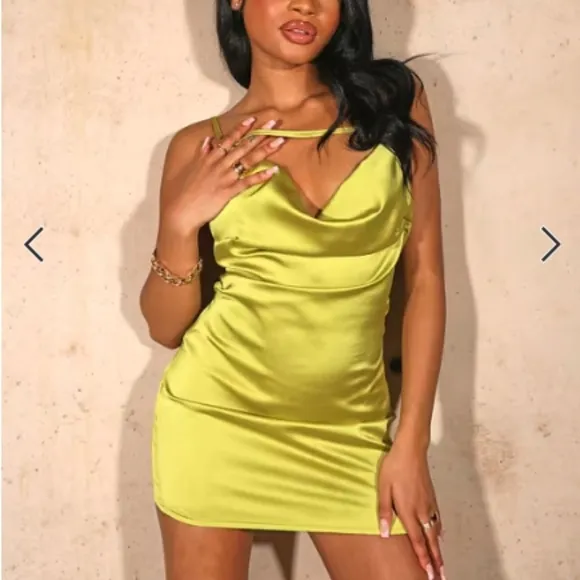 ASOS Sexy Wedding Prom Formal Event Vacation Cowl Neck Satin Mini Dress NWT